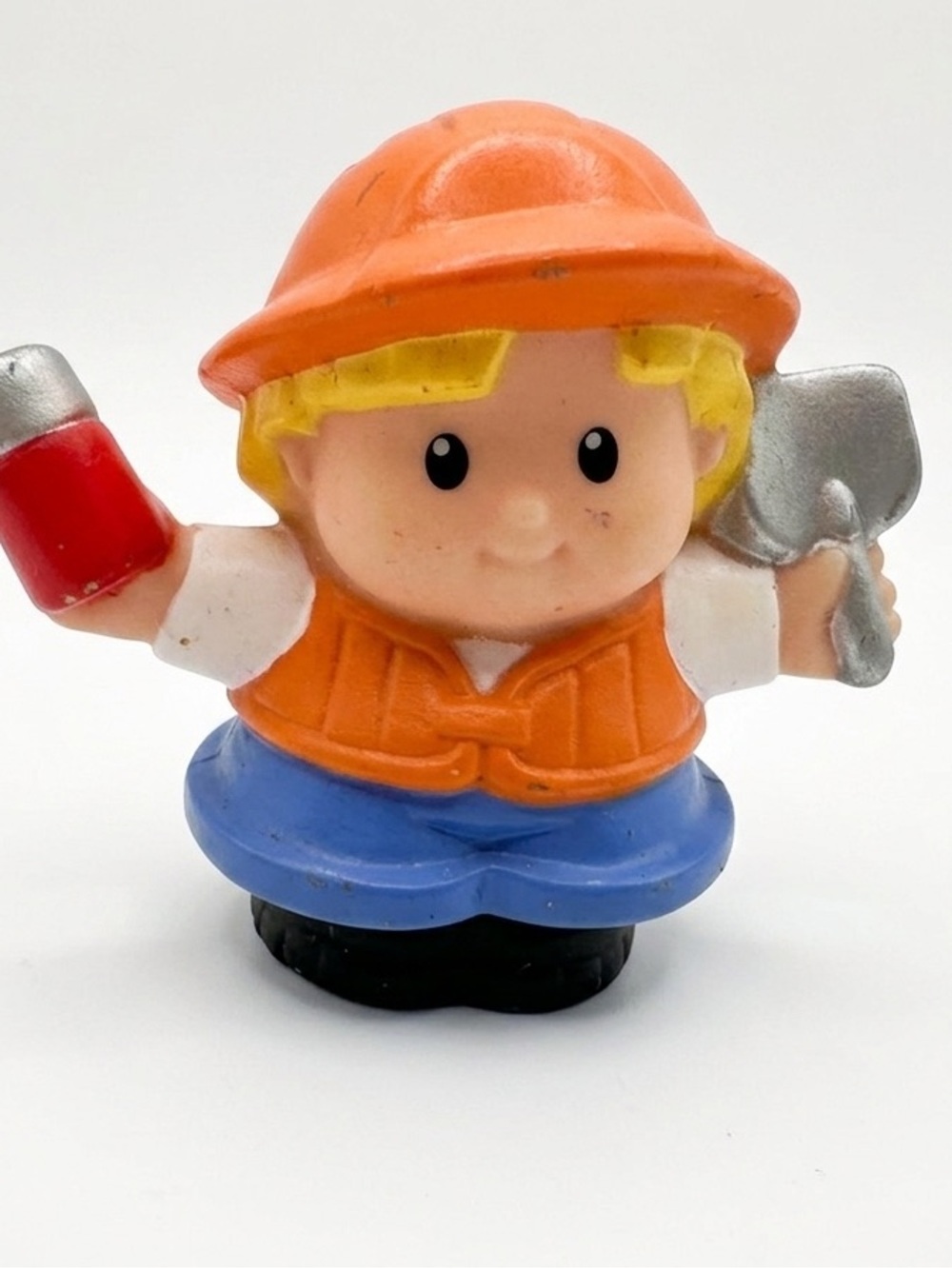 Fisher Price Little People Construction Worker Eddie Orange Hat Shovel 2002